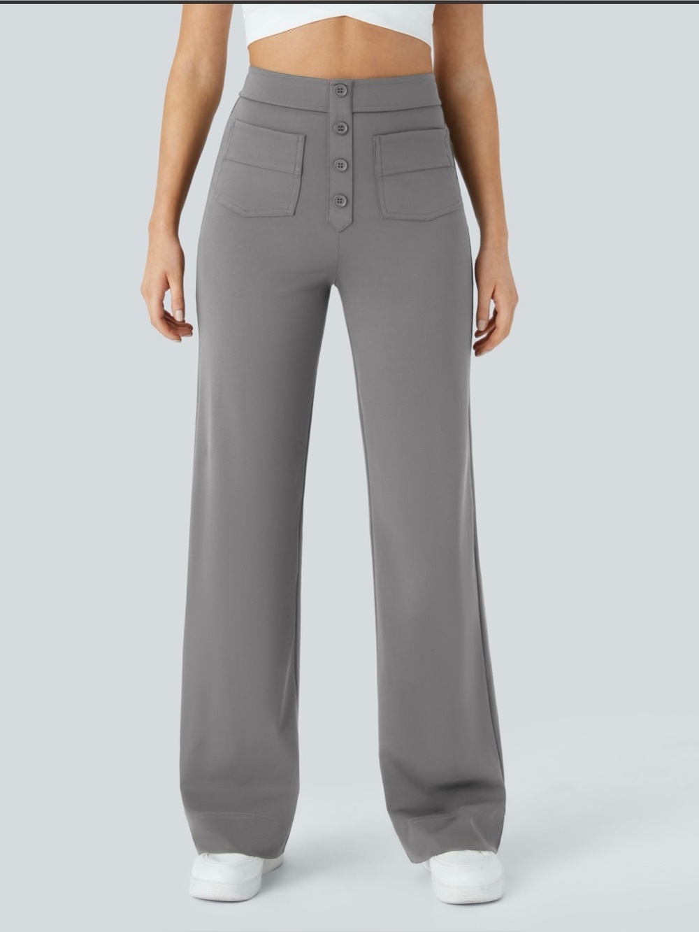 Halara DayStretch High Waisted Pockets Straight Leg Casual Pants | Size M